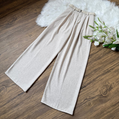 High waist Belted linen pants
