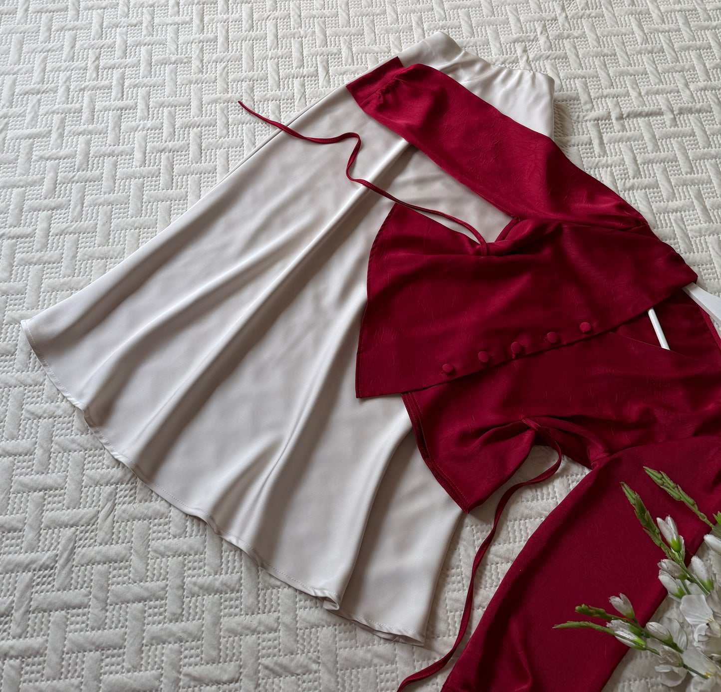 Gorgeous satin skirt-top