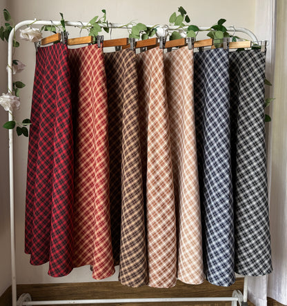 Gorgeous hig waist A-line plaid skirts