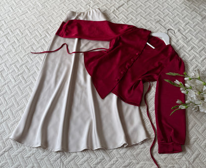 Gorgeous satin skirt-top