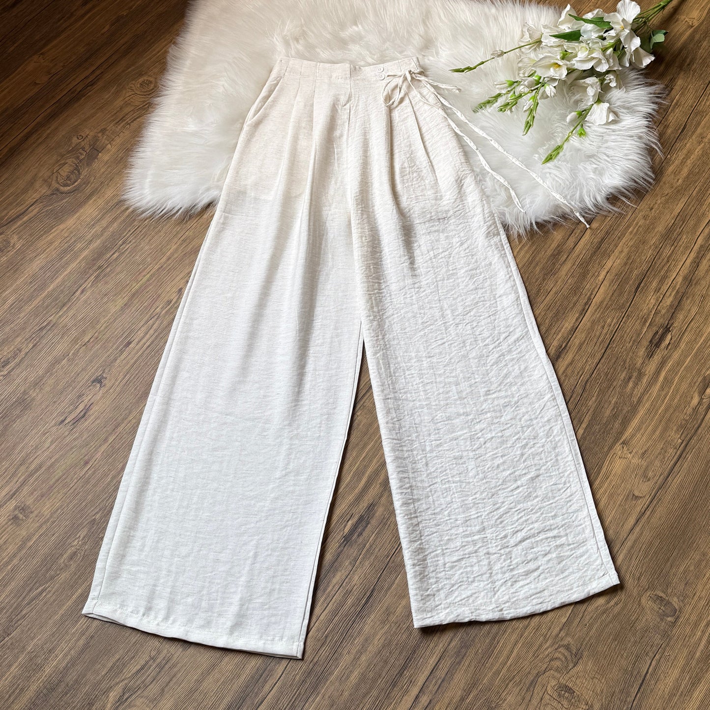 High waist linen pants