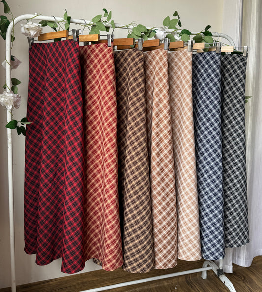 Gorgeous hig waist A-line plaid skirts