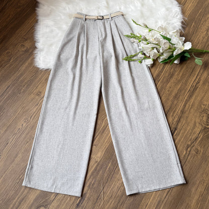 High waist Belted linen pants