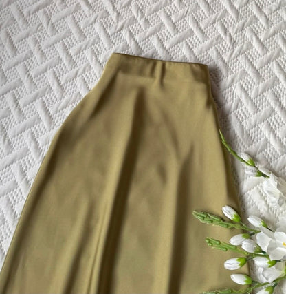 High Waist Satin A-Line Skirt