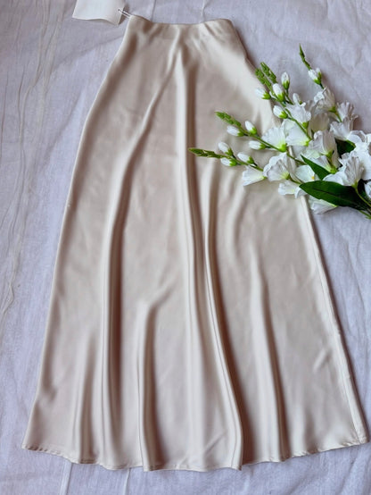 High Waist A-Line Satin Skirt