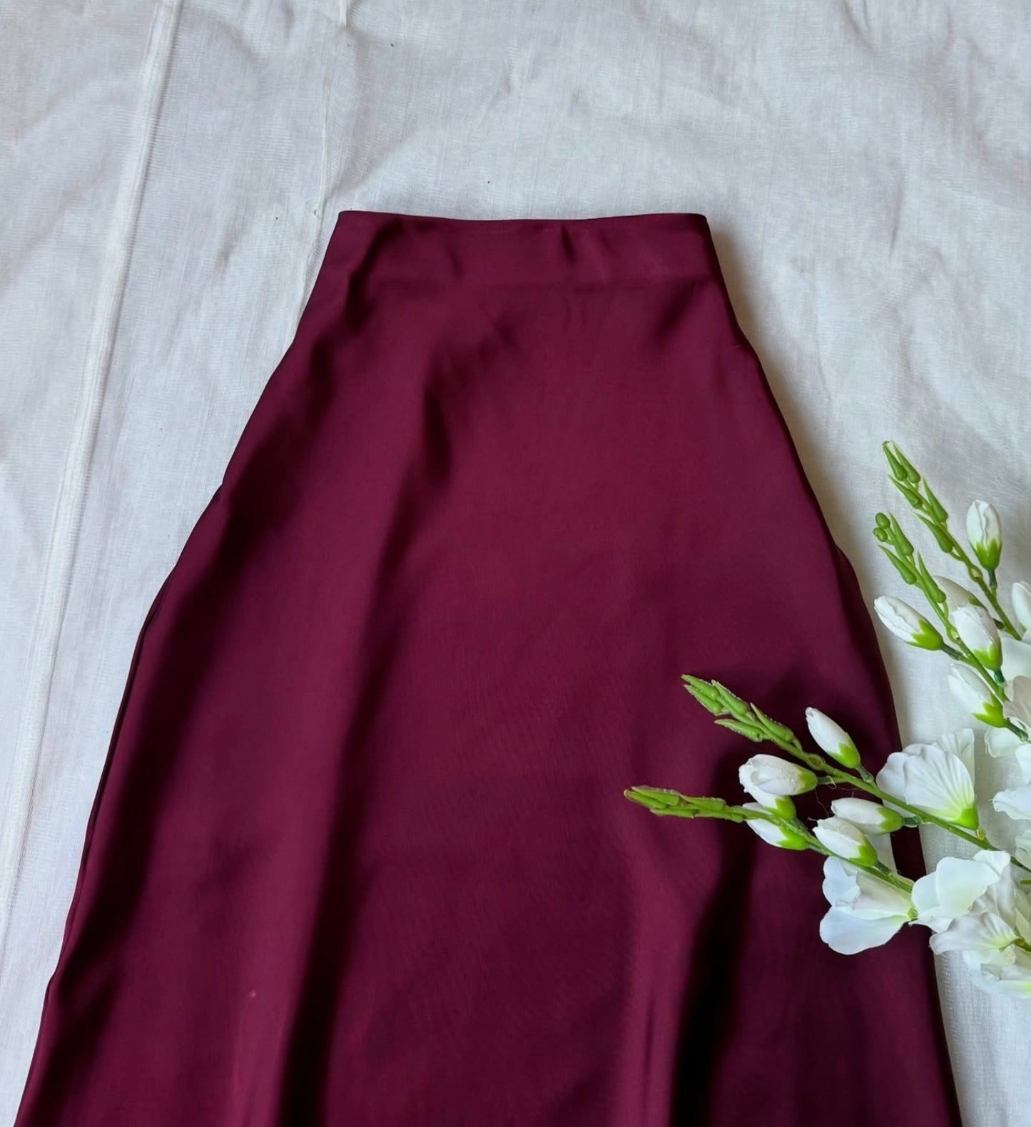 High Waist A-Line Satin Skirt