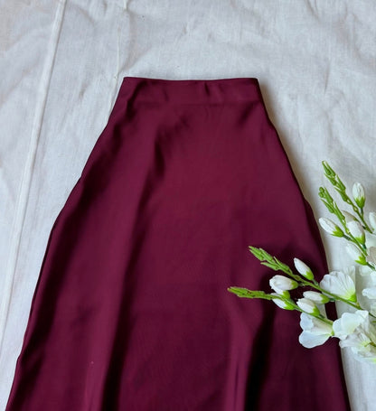 High Waist A-Line Satin Skirt