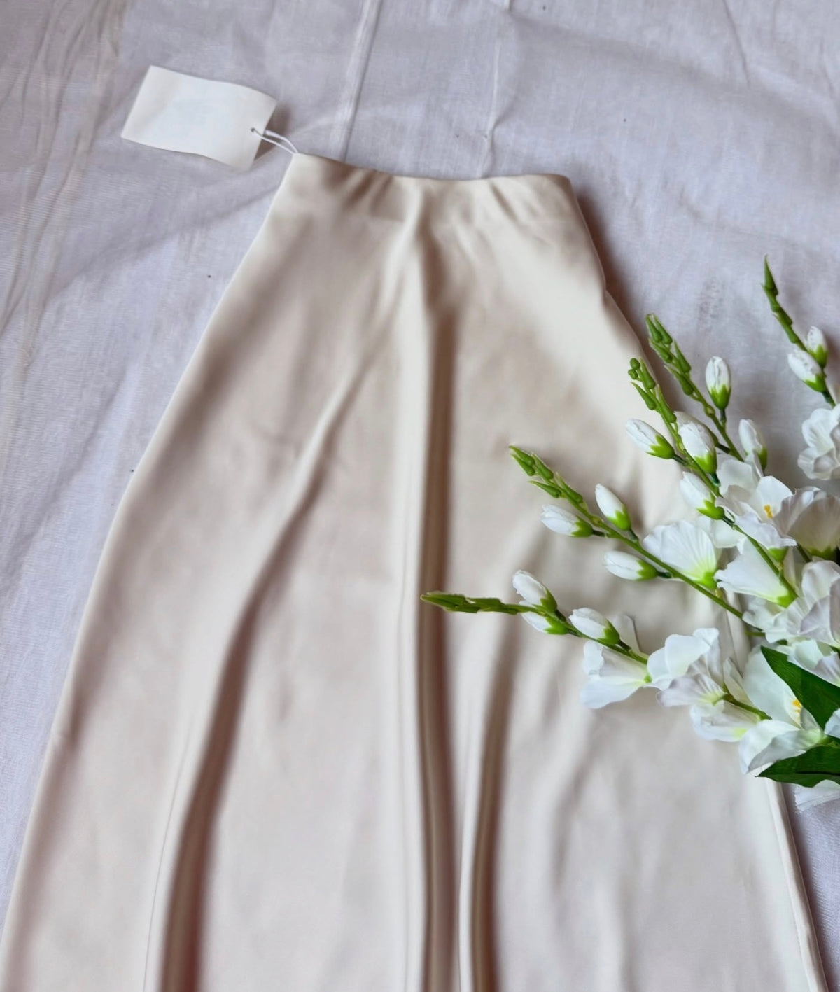 High Waist A-Line Satin Skirt