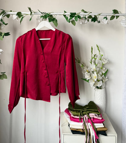 Drawstring satin tops