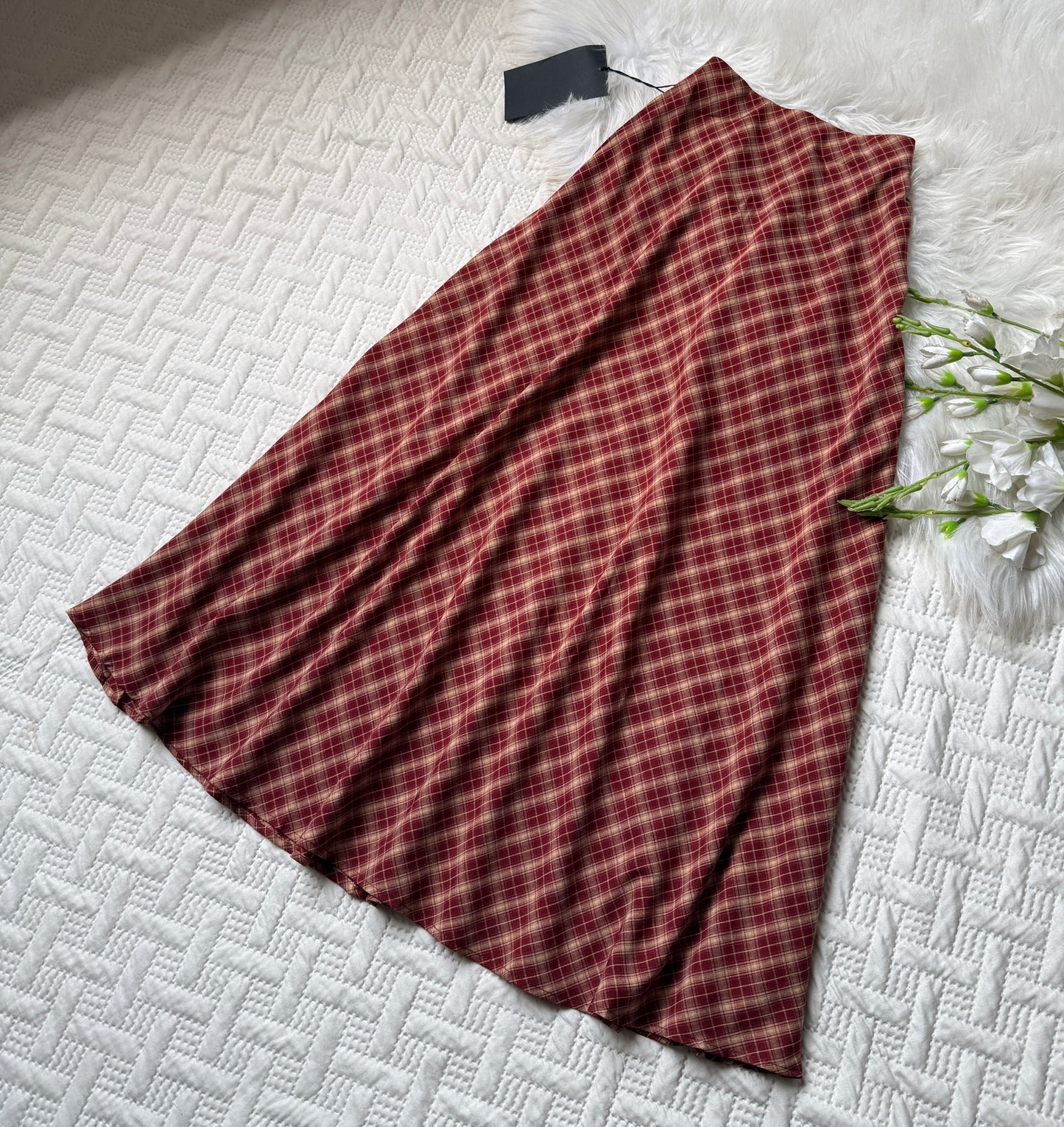 Gorgeous hig waist A-line plaid skirts