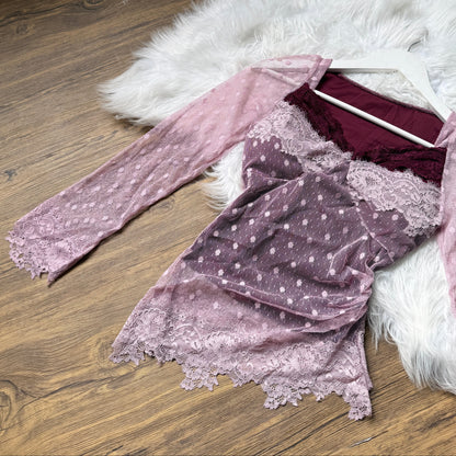 Gorgeous Lace Mesh Sweetheart Neck Top