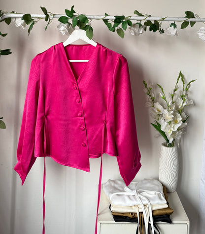 Drawstring satin tops