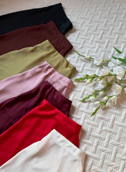 High Waist Satin A-Line Skirt