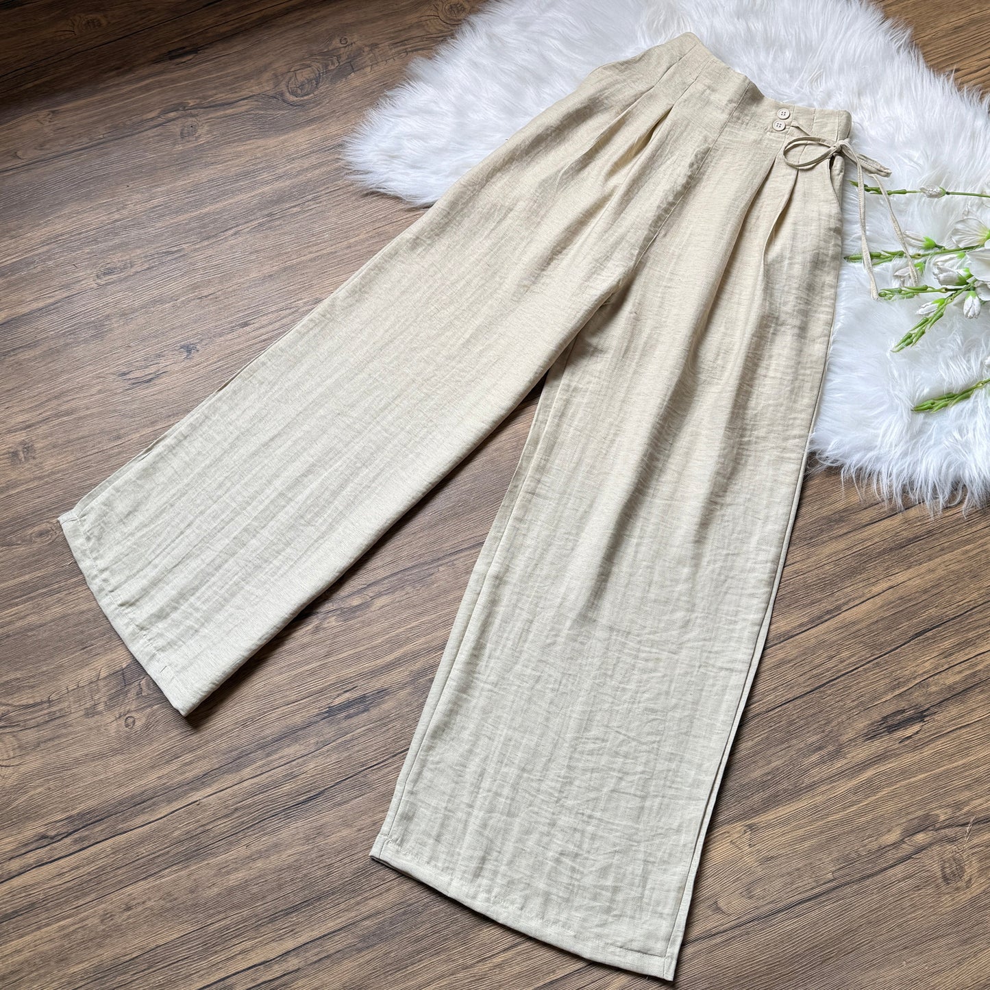 High waist linen pants