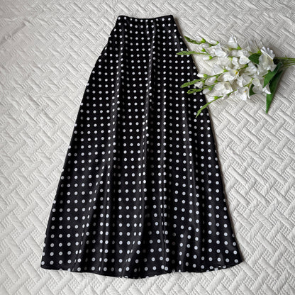 Gorgeous high waist polka dots satin skirts