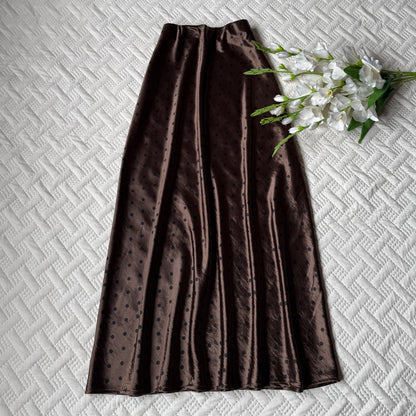 Gorgeous high waist polka dots satin skirts