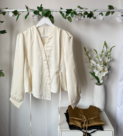 Drawstring satin tops