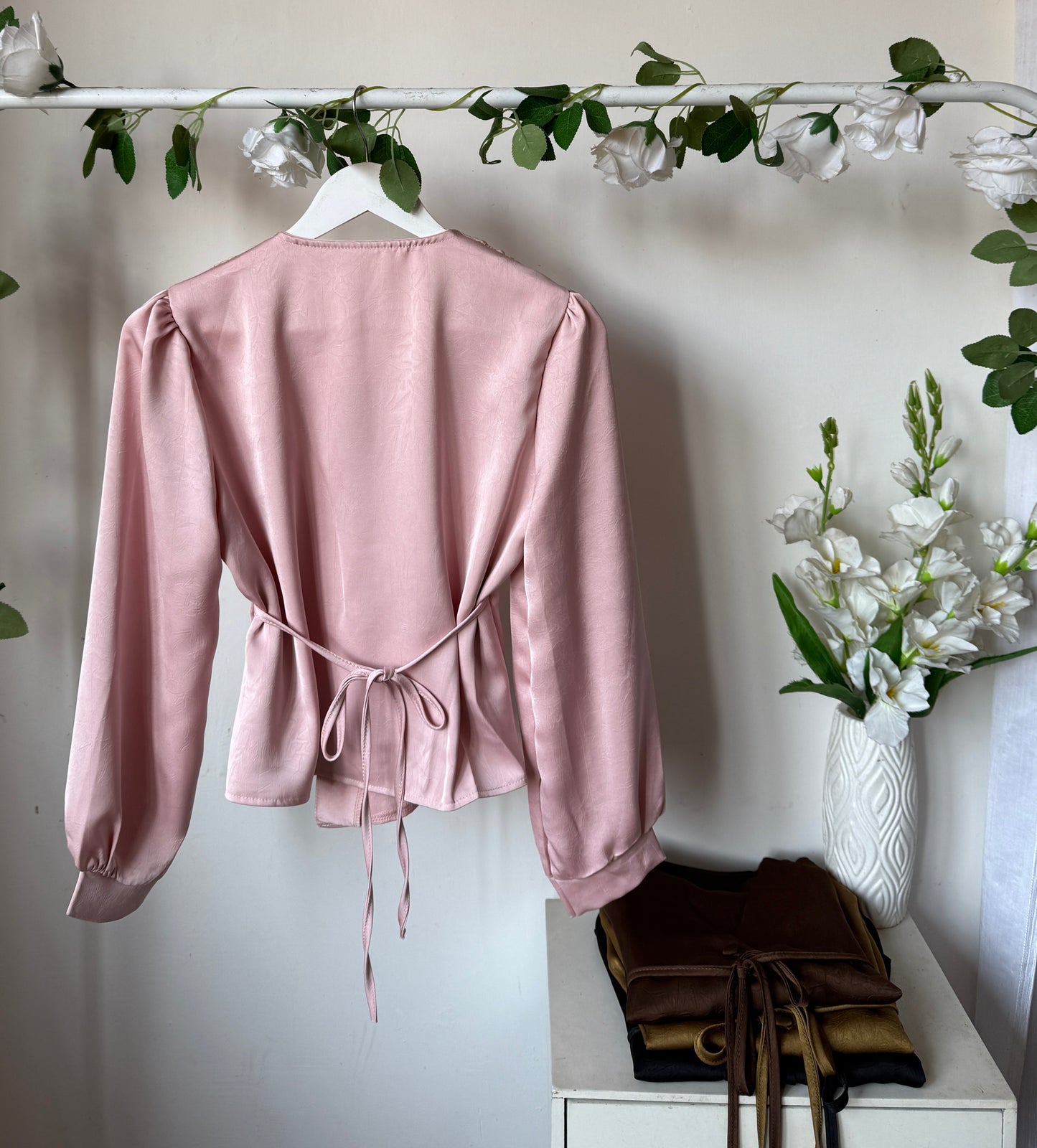 Drawstring satin tops