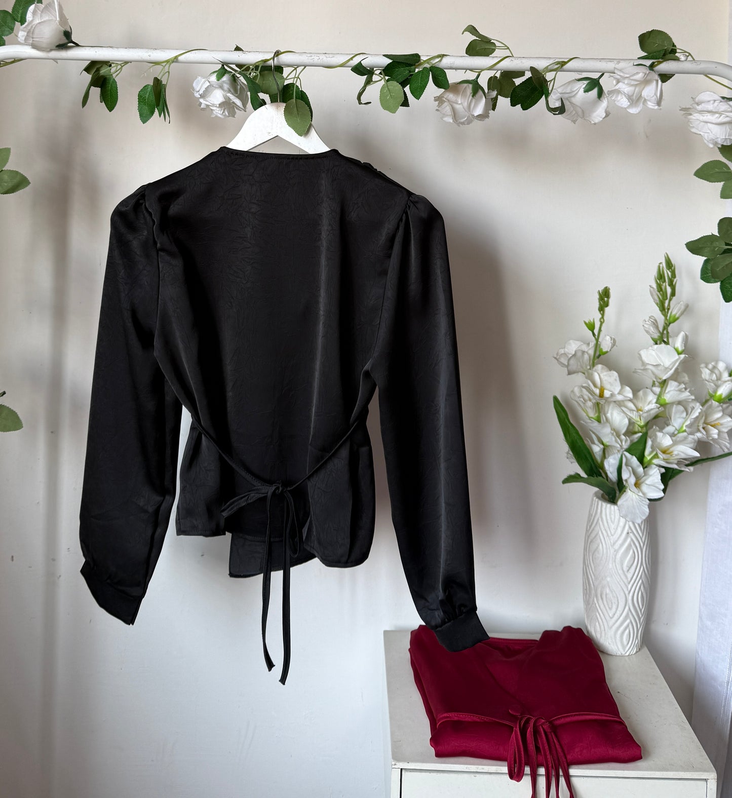 Drawstring satin tops