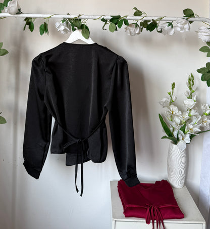 Drawstring satin tops